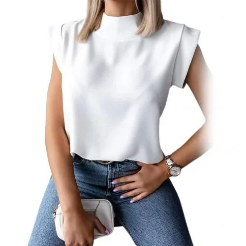 2020-blouse-women-casual-summer-solid-color-stand-collar-short-sleeve-slim-blouse-womens-clothing-блузка-женская