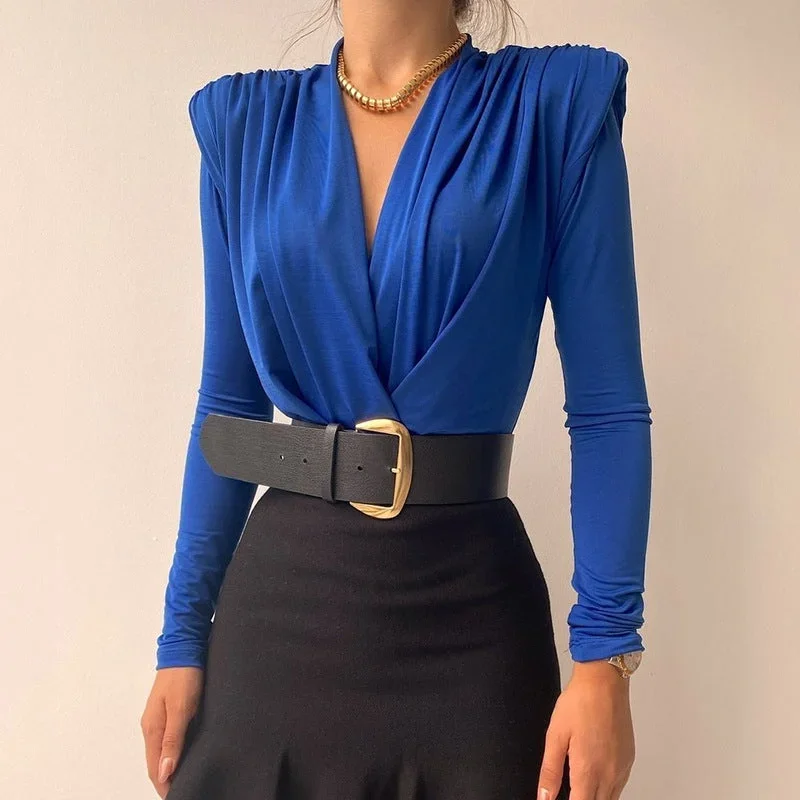 Julia Fashion - Raffled Business Silk Bodysuit