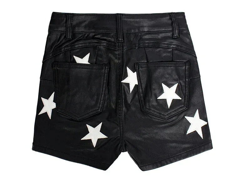 2024-pu-leather-pants-elastic-metal-hole-rope-shorts