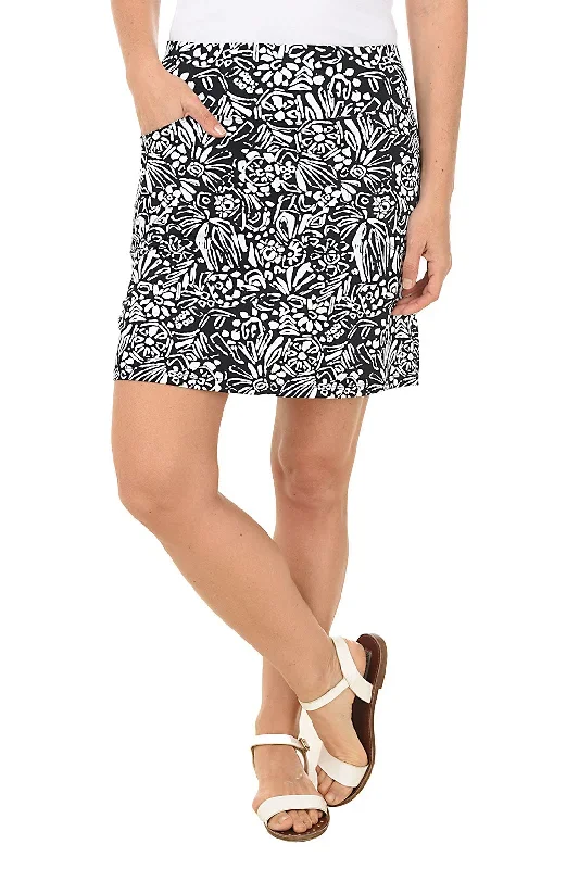 Black Tulips UPF50+ Pull-On Skort