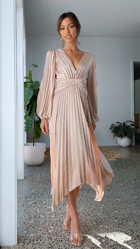 Angelina Midi Dress - Champagne