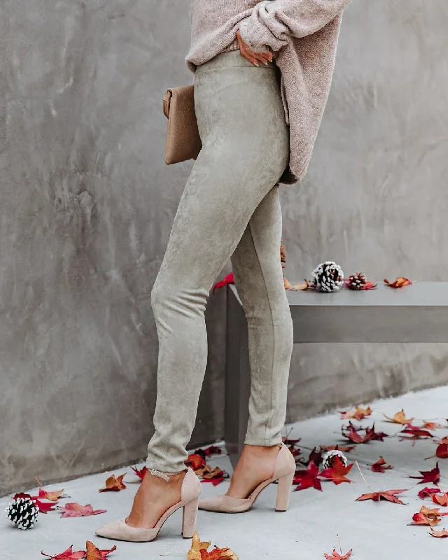 Arlette High Rise Faux Suede Legging - Sage - FINAL SALE