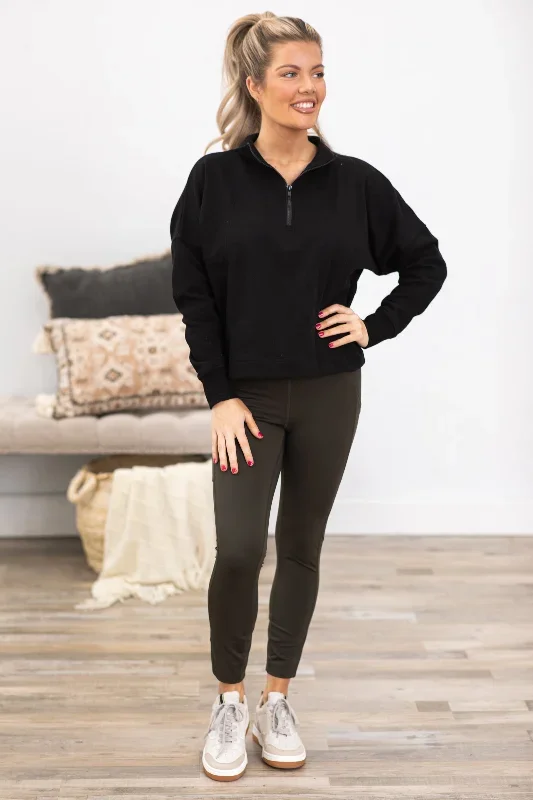 black-plush-half-zip-fleece-pullover-top