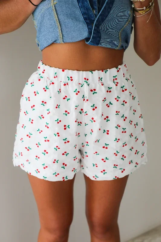 PRE-ORDER: Cherry Drop Shorts: White/Multi