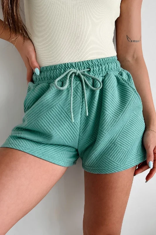 Couch Casual Geometric Textured Lounge Shorts (Sage)