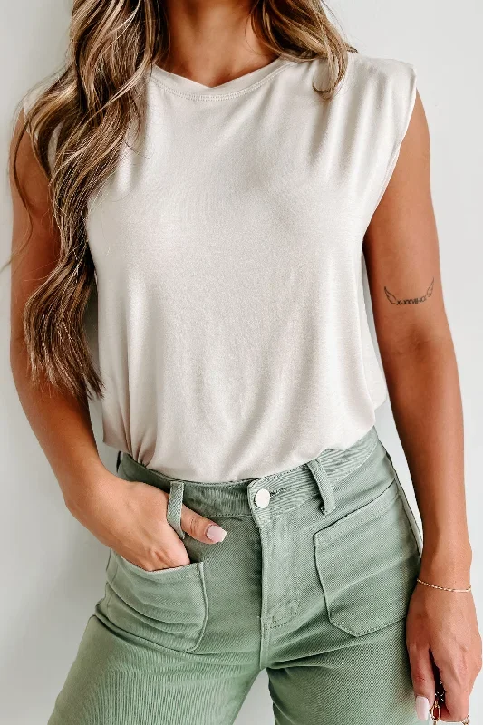 Couldn't Care Less Solid Knit Muscle Tee (Oatmeal)