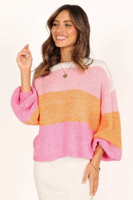 Danielle Knit Sweater - Pink Stripe