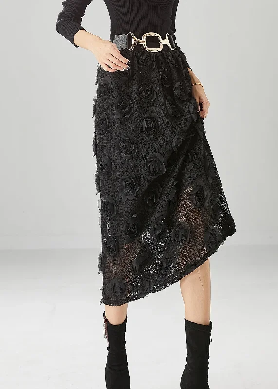 diy-black-high-waist-three-dimensional-floral-knit-skirt-fall