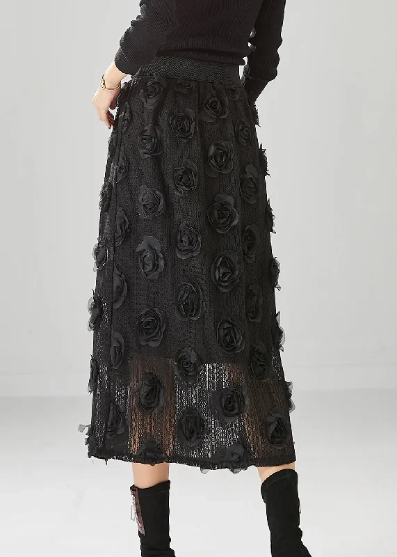 diy-black-high-waist-three-dimensional-floral-knit-skirt-fall