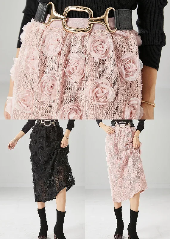 diy-black-high-waist-three-dimensional-floral-knit-skirt-fall