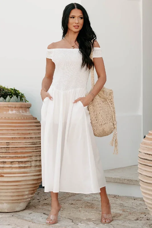 elevated-decisions-off-the-shoulder-smocked-midi-dress-snow