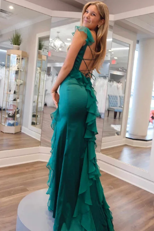 emerald-green-square-neck-ruffle-slit-prom-dress