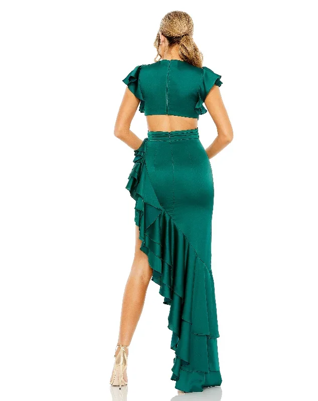 flutter-sleeve-cut-out-asymmetrical-ruffled-gown