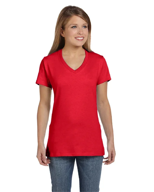 Hanes S04V Ladies' Nano-T V-Neck T-Shirt