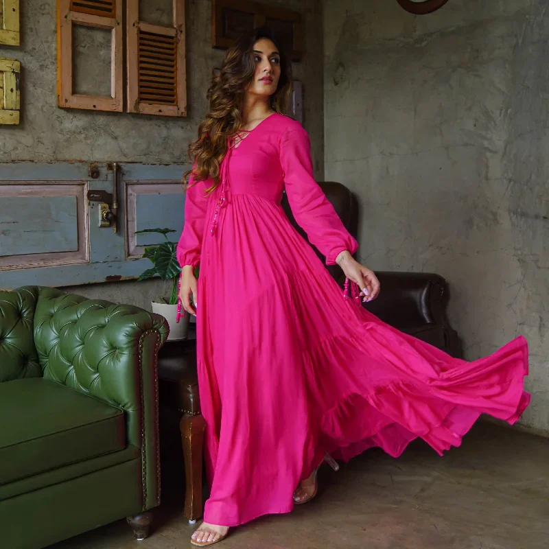 hot-pink-cotton-maxi-anarkali-dress-for-women-online