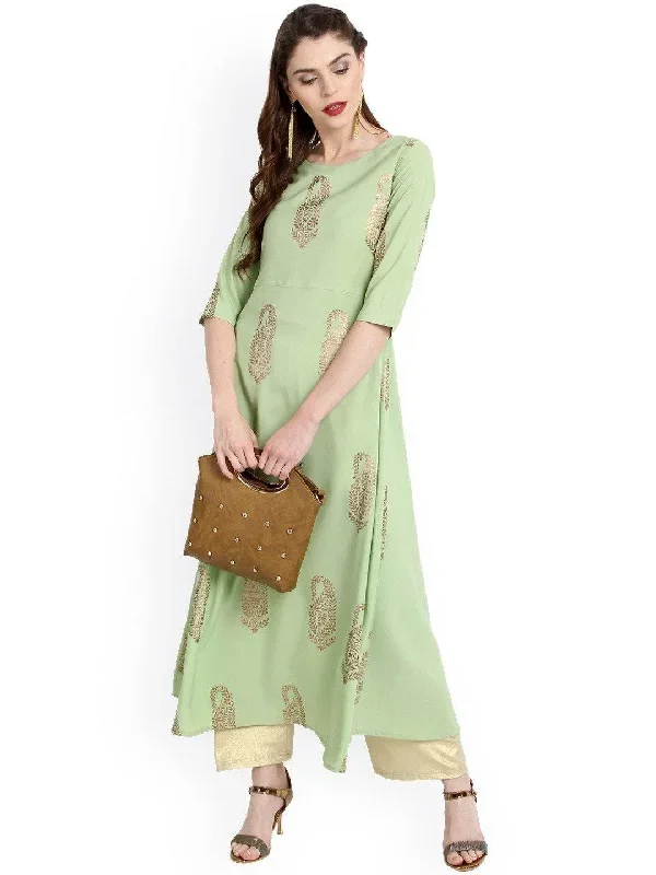 Light Green Poly Crepe Kurta