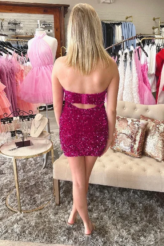 magenta-sequin-strapless-mini-homecoming-dress