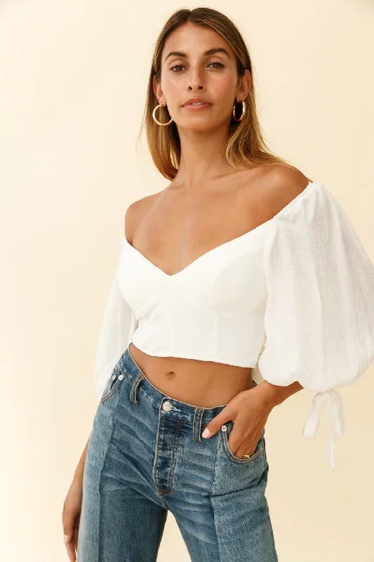 make-memories-balloon-sleeve-molded-bust-crop-top-white