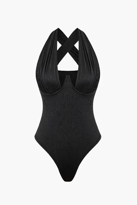 Crisscross Halter Bodysuit