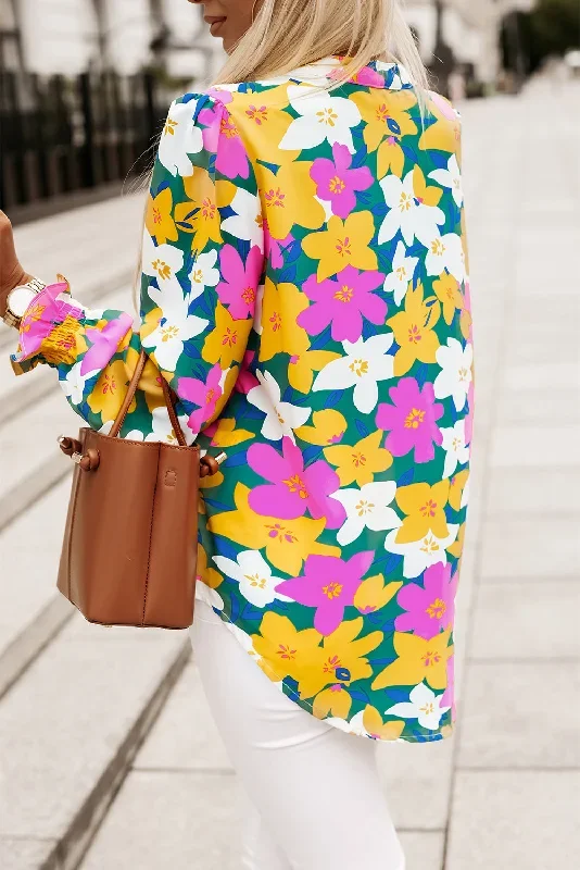 multicolor-magenta-gold-floral-v-neck-lantern-sleeve-blouse