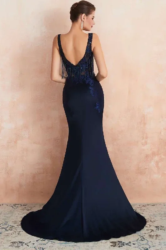 navy-blue-beaded-fringe-long-mermaid-dress