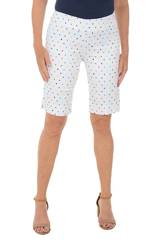 White Rainbow Dots Pull-On Bermuda Short