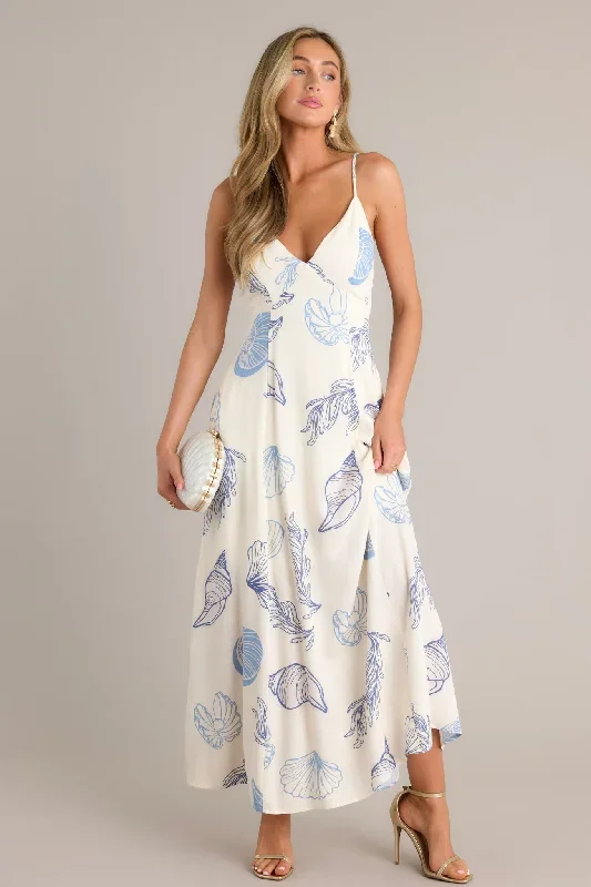 Pacific Breeze Blue Tropical Print Maxi Dress (RESTOCK MID JULY)