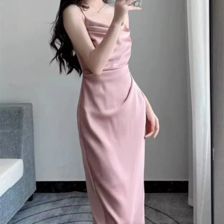 Premium Satin Silky Sexy Slit Dress