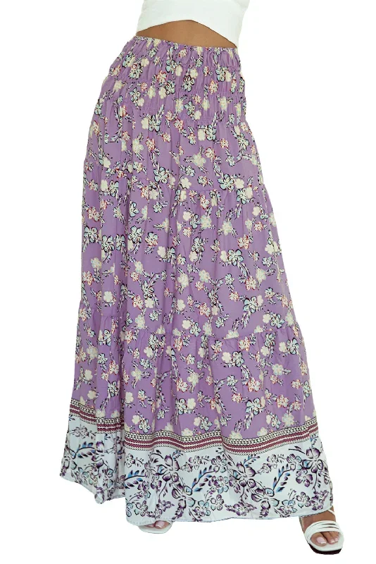 purple-floral-print-shirred-high-waist-maxi-skirt