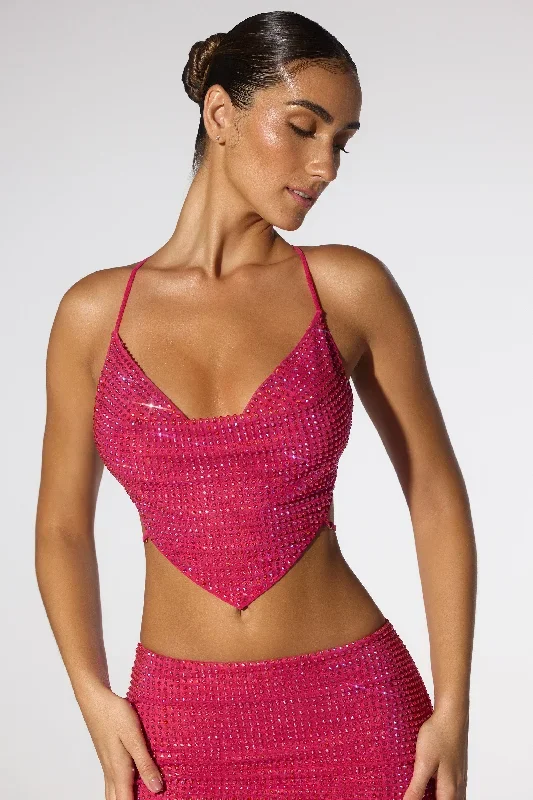 rocco-embellished-cowl-neck-open-back-crop-top-hot-pink