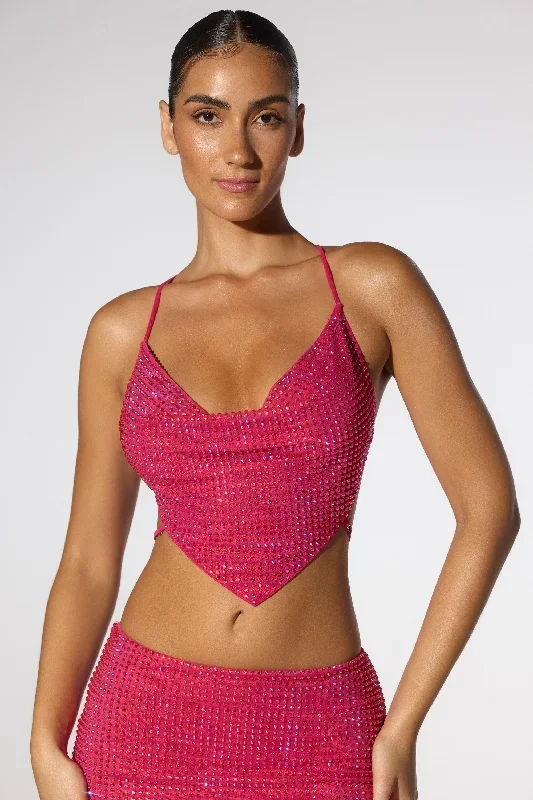 rocco-embellished-cowl-neck-open-back-crop-top-hot-pink