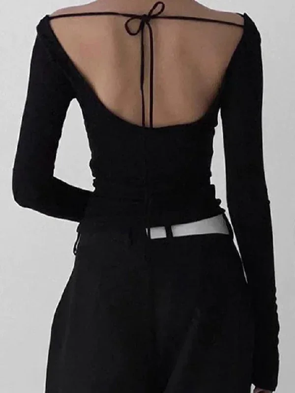 solid-color-stacked-neck-backless-lacing-long-sleeve-tee