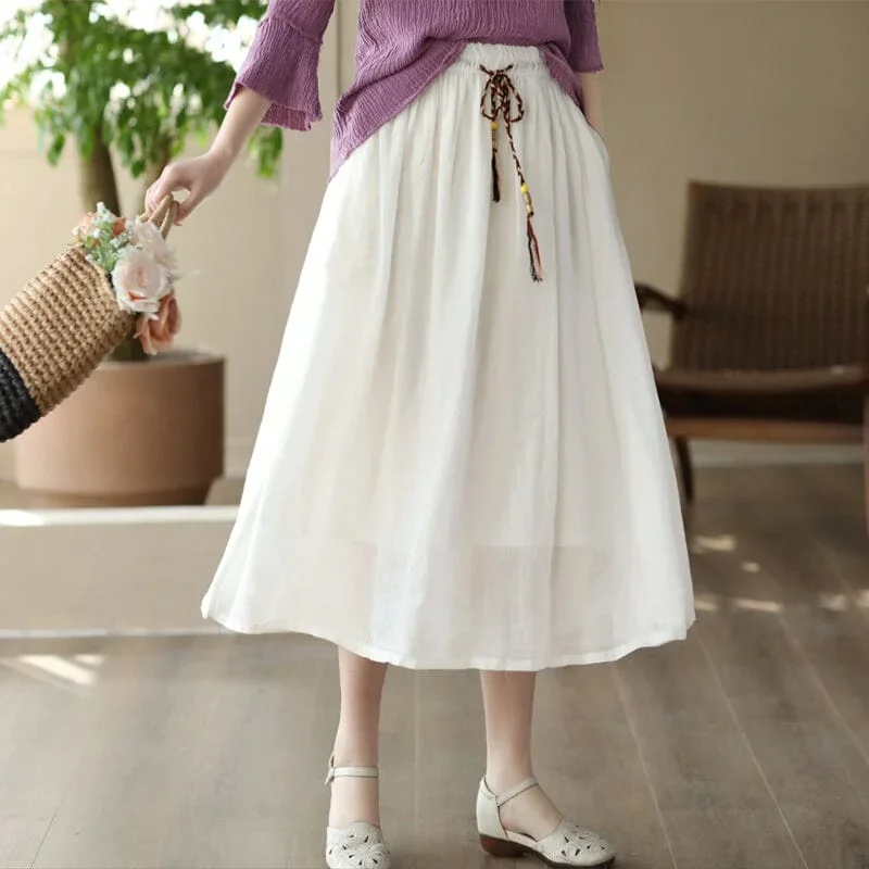 spring-retro-loose-linen-a-line-skirt