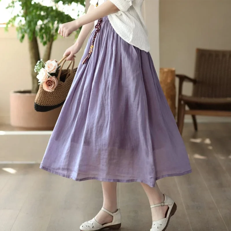 spring-retro-loose-linen-a-line-skirt