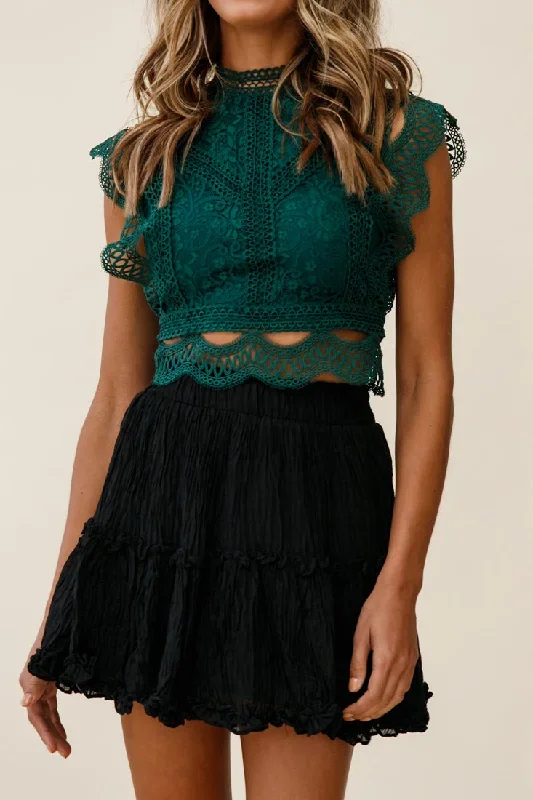 straight-up-high-neck-lace-overlay-crop-top-forest-green