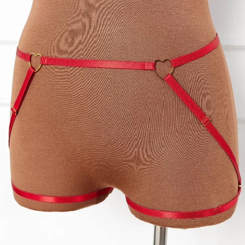 Strappy Heart Harness Bottom - Scarlet Red