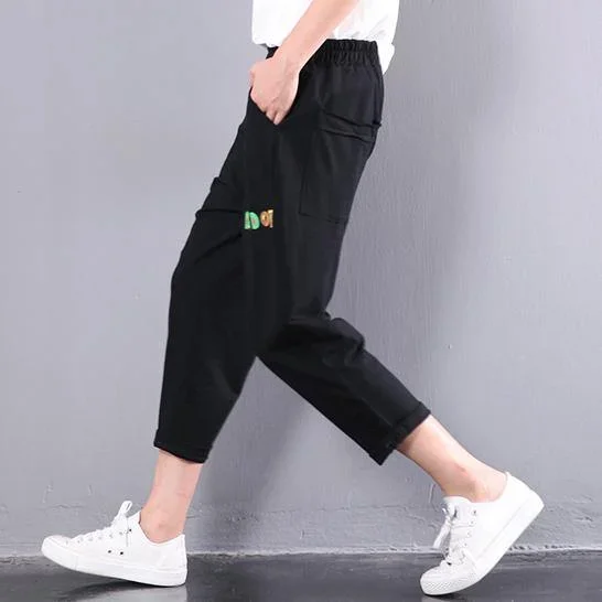 summer-new-black-loose-alphabet-print-cotton-pants-oversize-slim-casual-pants