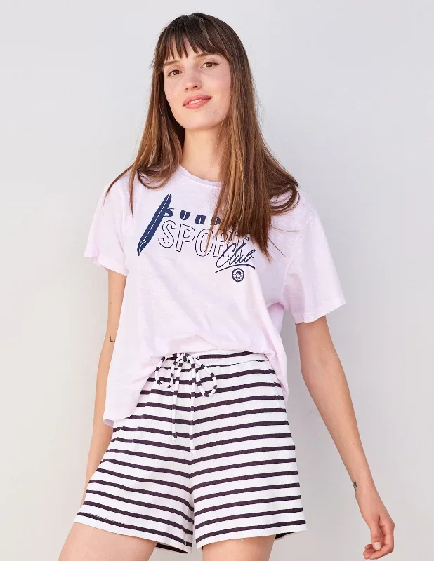 Sundry Striped Short in White