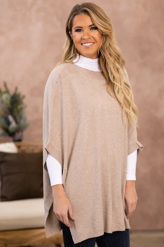 Tan and Gold Scattered Studs Sweater