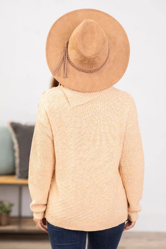 tan-ribbed-split-neck-sweater-with-buttons