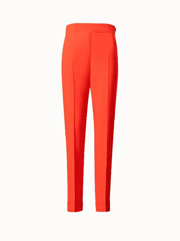 Tapered Crêpe Pants with Elastic Back