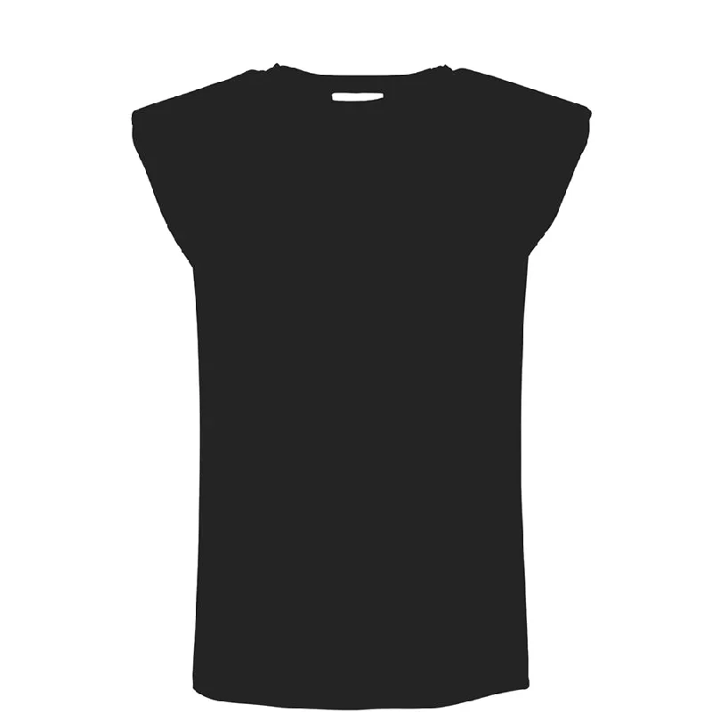 BLACK ORGANIC COTTON SHIRT WITH PAD SILHOUETTE