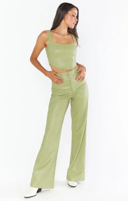 Tribeca Trouser ~ Sage Faux Leather