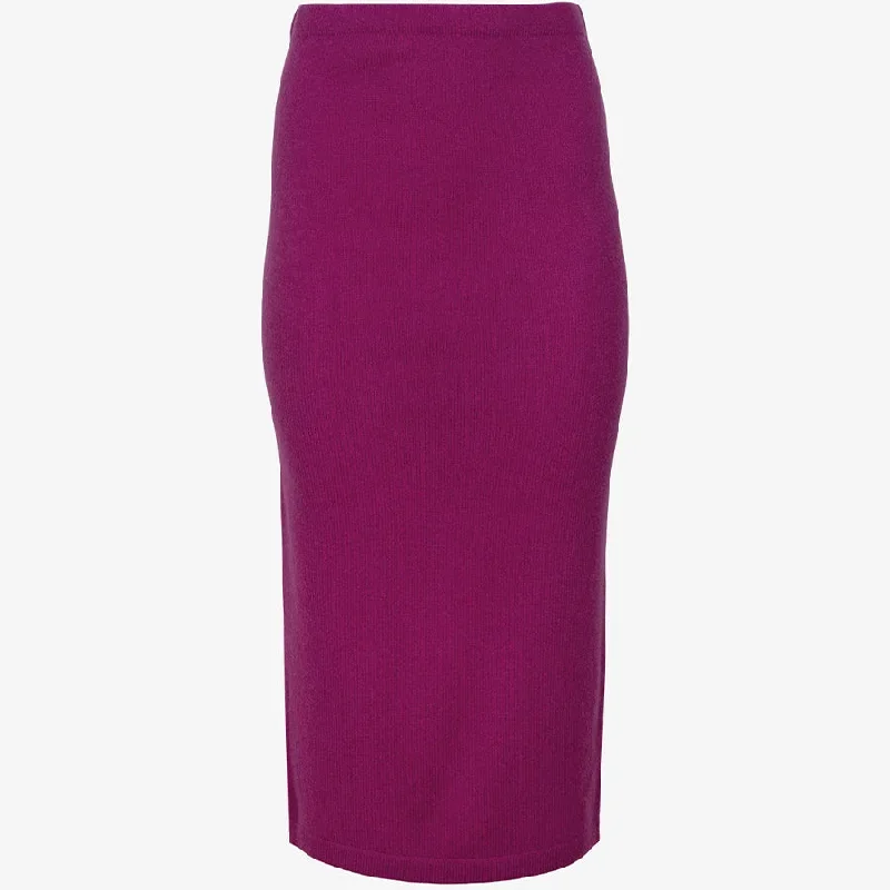 CASHMERE PENCIL SKIRT "UMO" IN BERRY