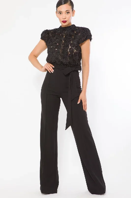 Flower Lace Top Detailed Fashion Jumpsuit