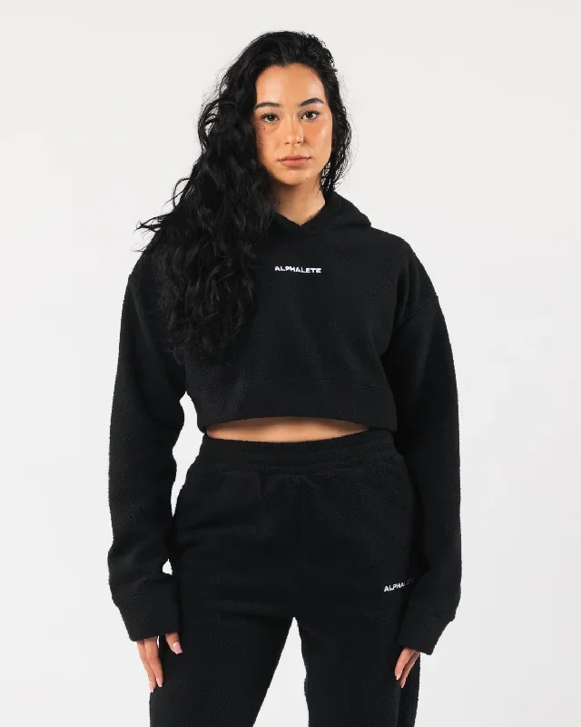 King Crop Hoodie - Black