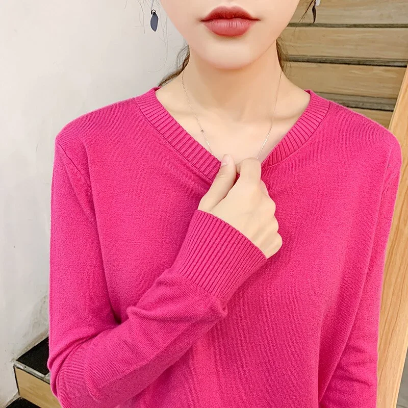 FashionSierra - O-neck Loose Solid Cashmere Knitted Tops